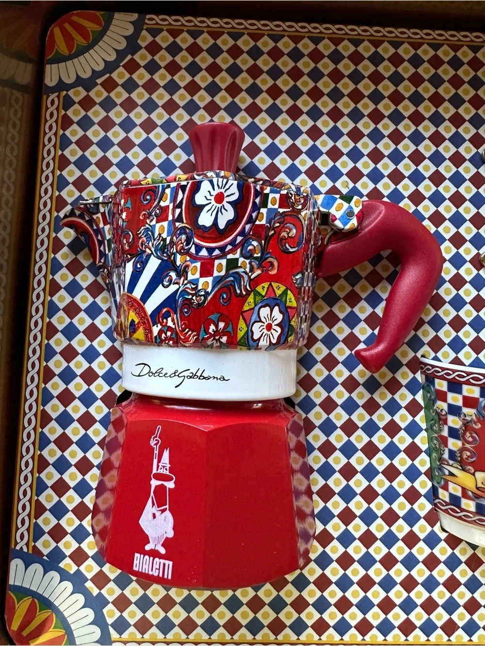 Bialetti Dolce & Gabbana 2 Cup Moka Pot Maker, Espresso Cups and Stirrers NIB